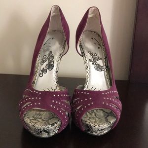 Purple Leather Pumps - Naughty Monkey Size 9